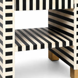 Bone Inlay Waterfall Side Table : Stripe : Black
