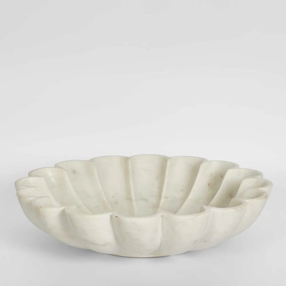 Marble Bowl : Fluted : White