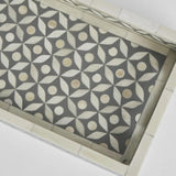 Bone Inlay Rectangular Tray : Starburst : Grey
