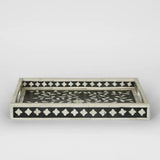 Bone Inlay Rectangular Tray : Floral : Black