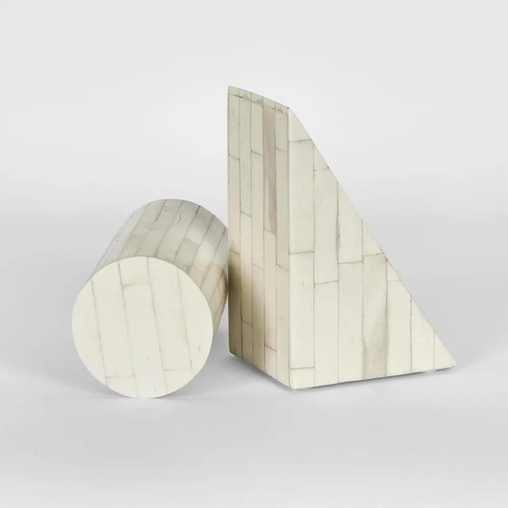 Bone Inlay Bookends : Brickwork : White