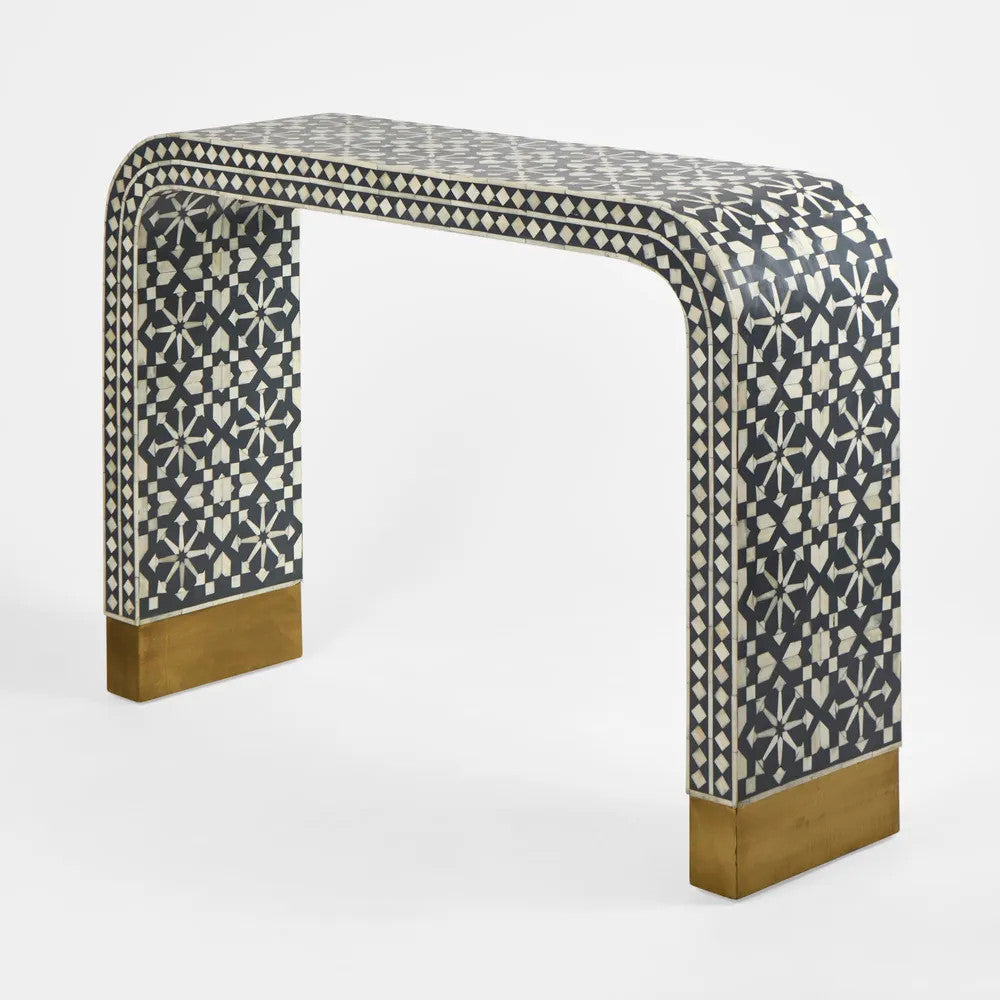 Bone Inlay Waterfall Console : Zelliges : Black
