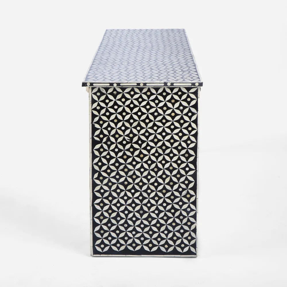 Bone Inlay Console with Ledge : Starburst : Black