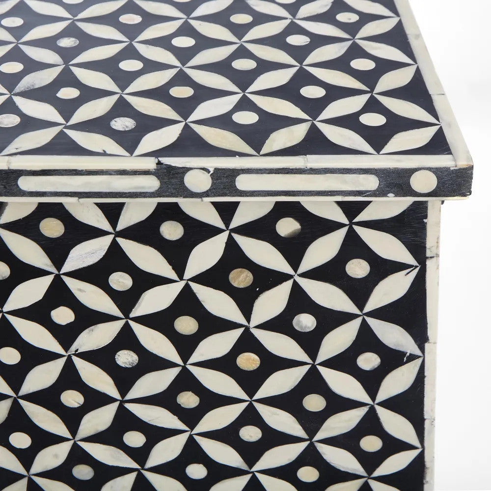 Bone Inlay Console with Ledge : Starburst : Black