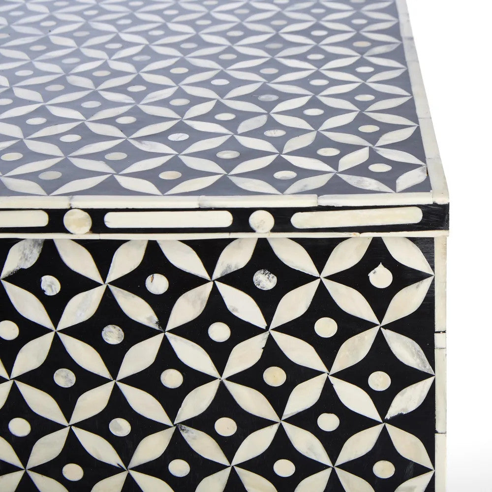 Bone Inlay 5 Drawer Chest : Starburst : Black