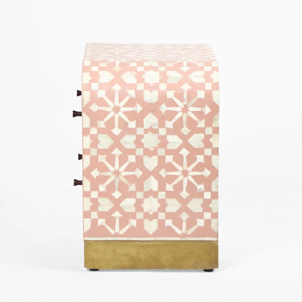 Bone Inlay 2 Drawer Waterfall Bedside : Zelliges : Peach