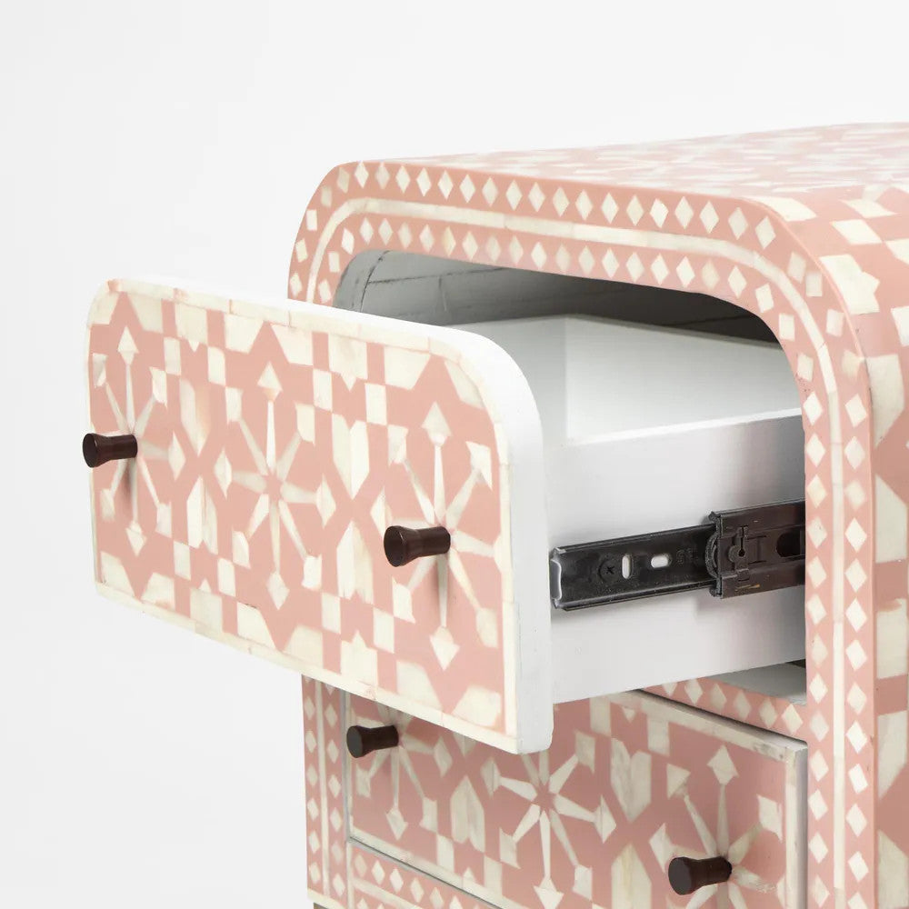 Bone Inlay 2 Drawer Waterfall Bedside : Zelliges : Peach