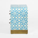 Bone Inlay 2 Drawer Waterfall Bedside : Zelliges : Blue