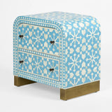 Bone Inlay 2 Drawer Waterfall Bedside : Zelliges : Blue