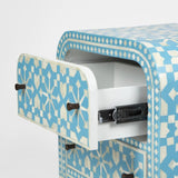Bone Inlay 2 Drawer Waterfall Bedside : Zelliges : Blue