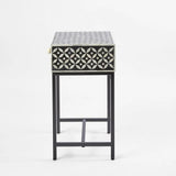 Bone Inlay 1 Drawer Bedside (with Metal Legs) : Starburst : Black