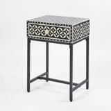 Bone Inlay 1 Drawer Bedside (with Metal Legs) : Starburst : Black