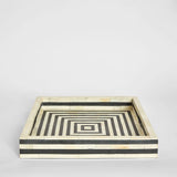 Bone Inlay Square Tray : Stripe : Black