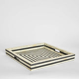 Bone Inlay Square Tray : Stripe : Black
