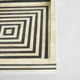 Bone Inlay Square Tray : Stripe : Black