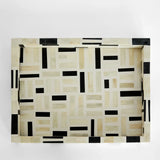 Bone Inlay Rectangular Tray : Interlock : Black & White