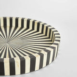 Bone Inlay Round Tray : Sunburst : Black