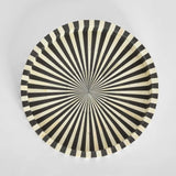 Bone Inlay Round Tray : Sunburst : Black