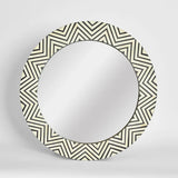 Bone Inlay Round Mirror : Zig Zag : Black