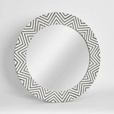 Bone Inlay Round Mirror : Zig Zag : Black