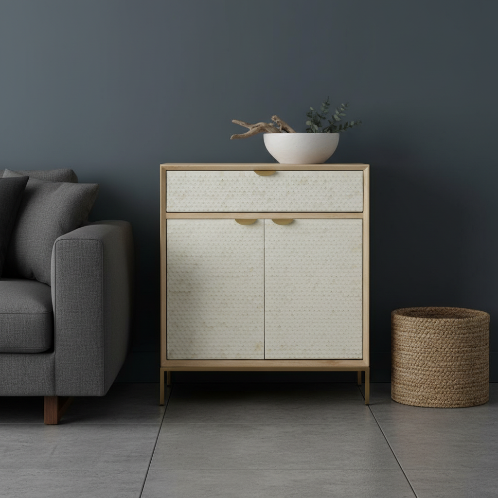 Oak & Layered Bone Cabinet