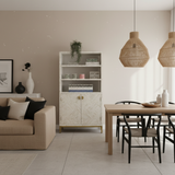 Bone Inlay Buffet and Hutch : Criss Cross : White