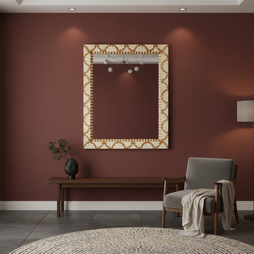 Bone & Timber Inlay Mirror : Fantail : Natural