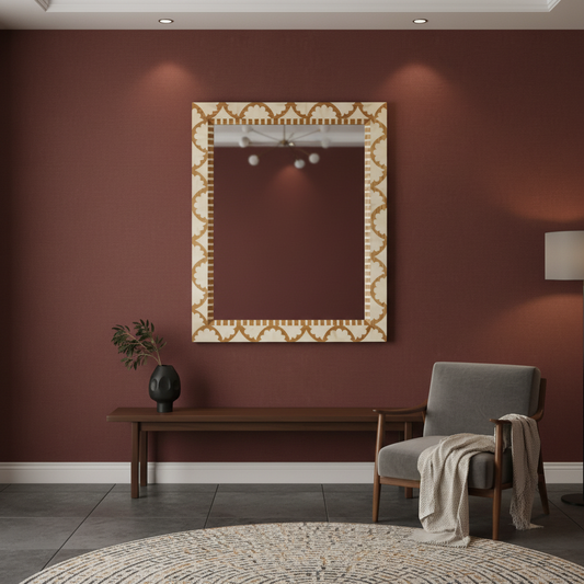 Bone & Timber Inlay Mirror : Fantail : Natural