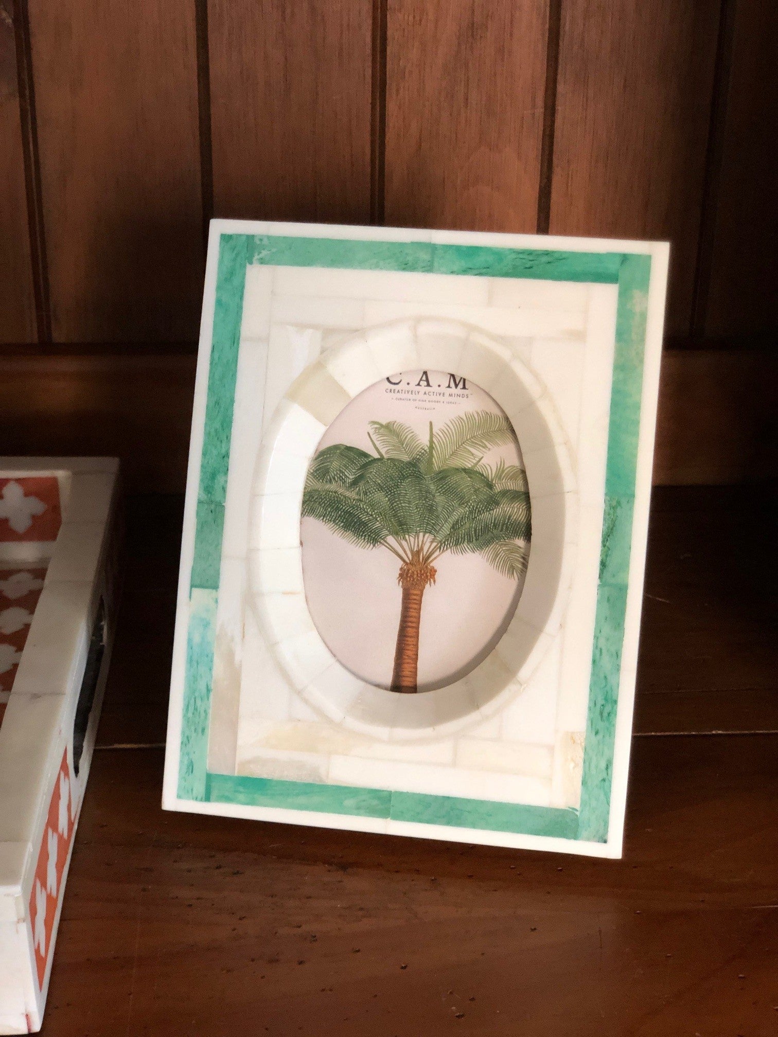 Bone Picture Frame : Green Trim