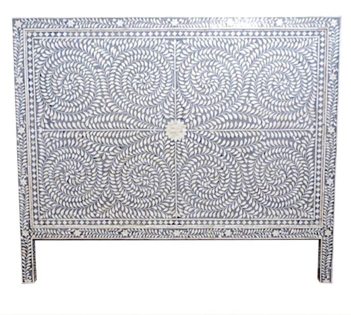 Bone or Mother of Pearl Inlay Square Bedhead