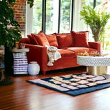 Bone Inlay Round Coffee Table : Tri-Square : Marine Blue