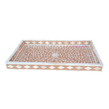 Bone Inlay Rectangular Tray : Floral : Orange