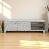 Bone Inlay 2 Door TV Sideboard : Zig Zag : Black