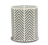 Bone Inlay Side Table : Zig Zag : Grey