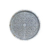 Mother of Pearl Inlay Round Tray : Floral : Grey