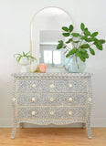 Bone Inlay French 3 Drawer Chest : Floral : Grey