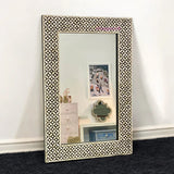Bone Inlay Rectangle Mirror : Starburst : Black