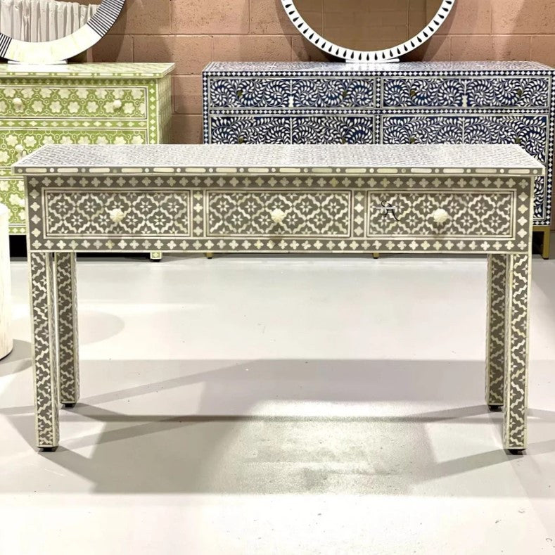 Bone Inlay Console : Ogee : Grey