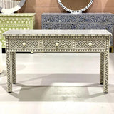 Bone Inlay Console : Ogee : Grey