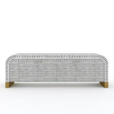 Bone Inlay Waterfall TV Sideboard : Stripe : Grey