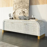 Bone Inlay Waterfall TV Sideboard : Stripe : Grey