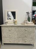 Bone Inlay 6 Drawer Chest : Starburst : Light Grey