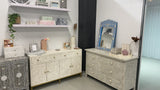 Bone Inlay 6 Drawer Chest : Starburst : Light Grey