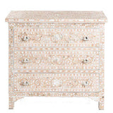 Mother of Pearl Floral Chest 3 Drawers : Light Pink