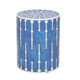 Bone & Brass Inlay Side Table : Blue