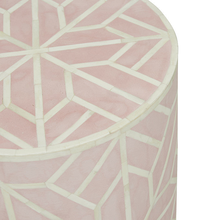 Bone Inlay Side Table : Abstract : Pink