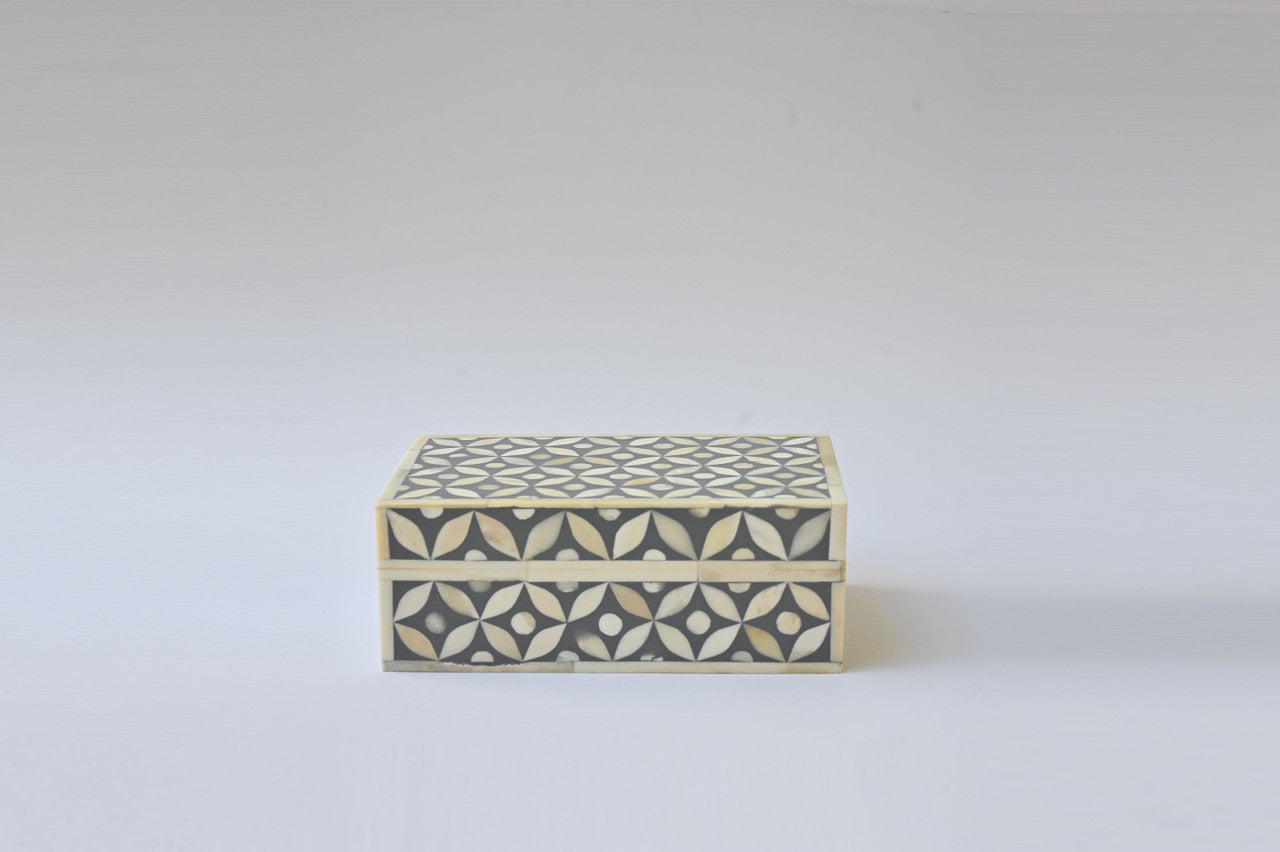Bone Inlay Small Gift Box : Starburst : Dark Grey