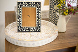 Bone Inlay Picture Frame : Floral : Black