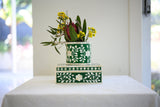 Bone Inlay Small Gift Box : Floral : Emerald Green