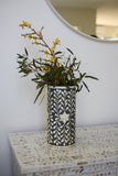 Bone Inlay Floral Vase : Grey Medium